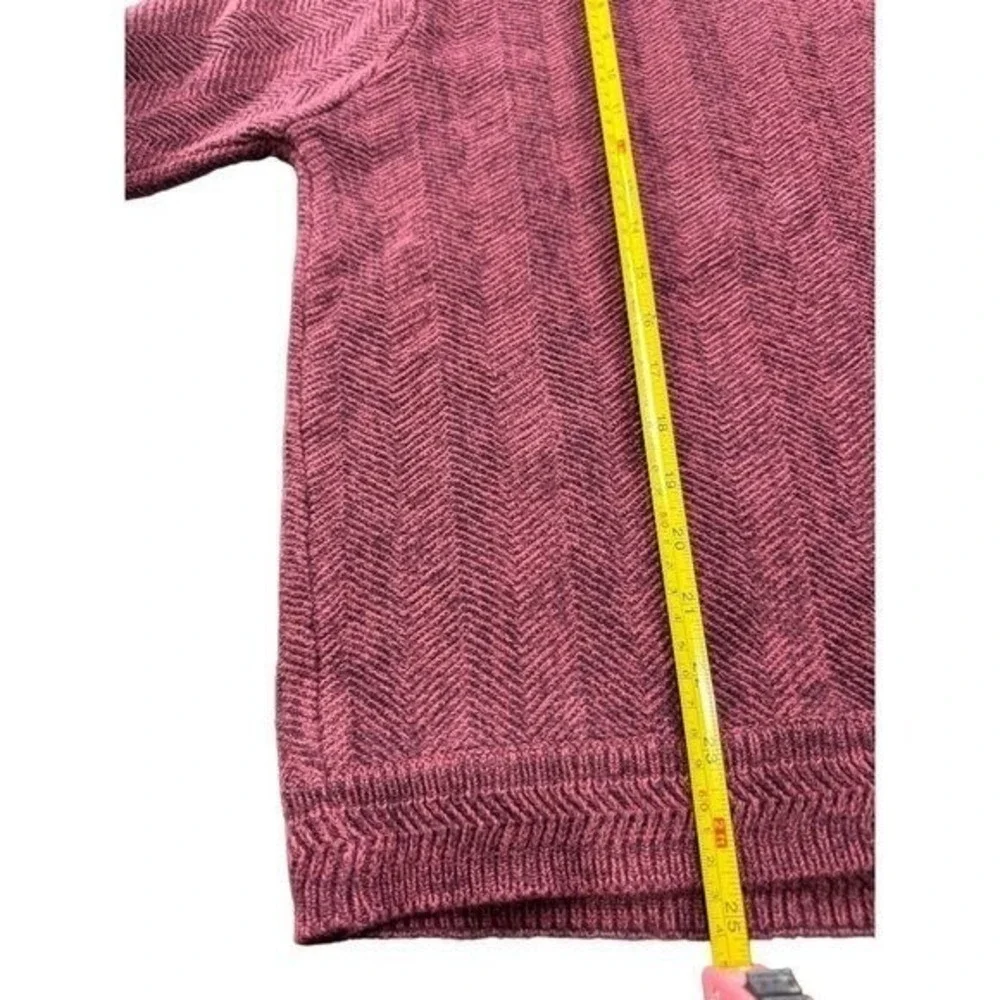 Chaps Ralph Lauren Mens Burgundy Herringbone Cotton Crewneck Sweater Size M‎ |B1